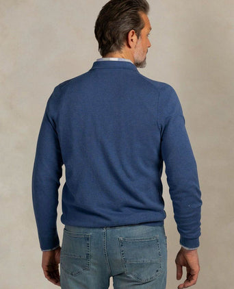 Longsleeve knitted polo blauw