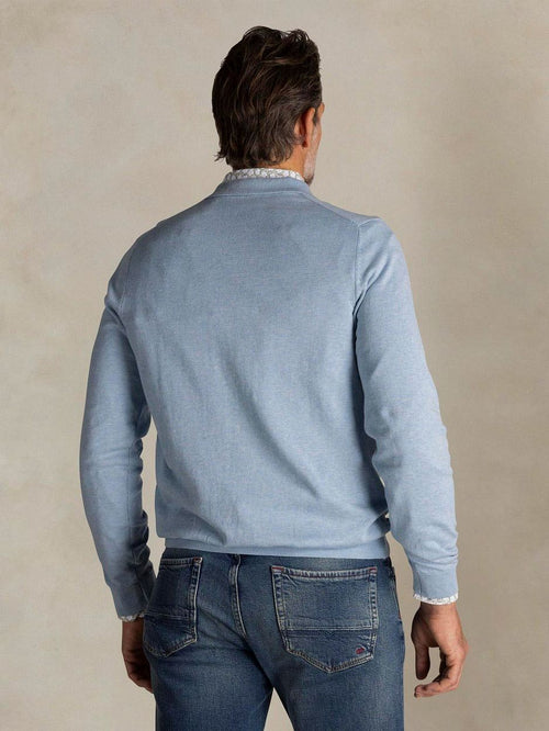 Longsleeve knitted polo lichtblauw