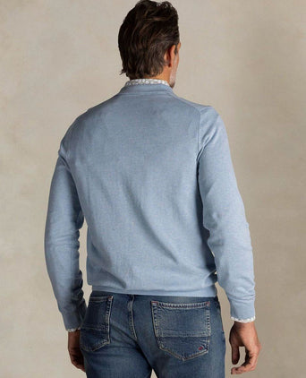 Longsleeve knitted polo lichtblauw