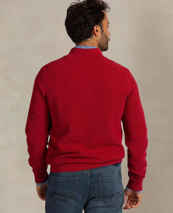 halve rits slub knit melange rood