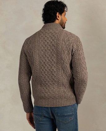 Pullover cable wool taupe