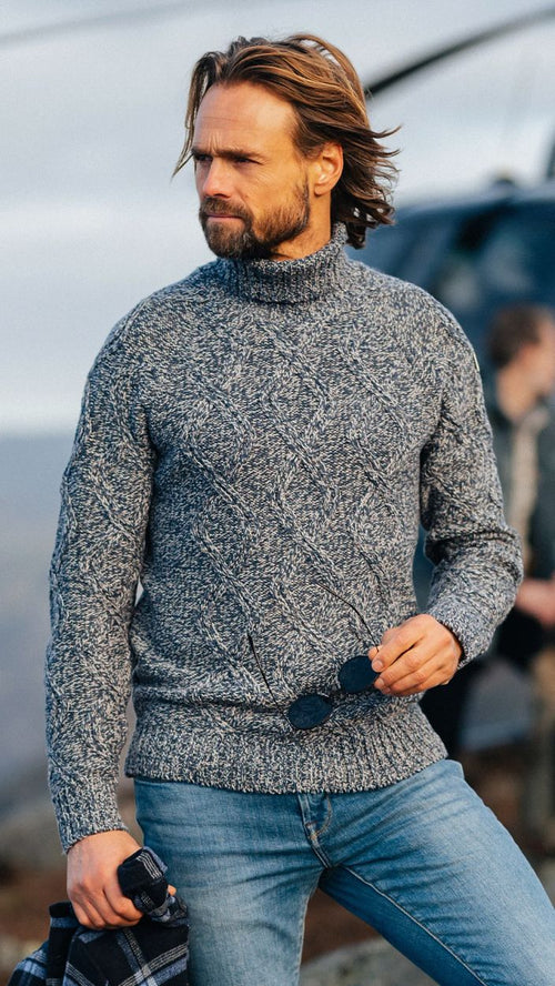 NZA coltrui eli cable melange donkerblauw | Regular-fit