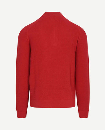 halve rits slub knit melange rood