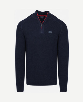 halve rits slub knit Oxford donkerblauw