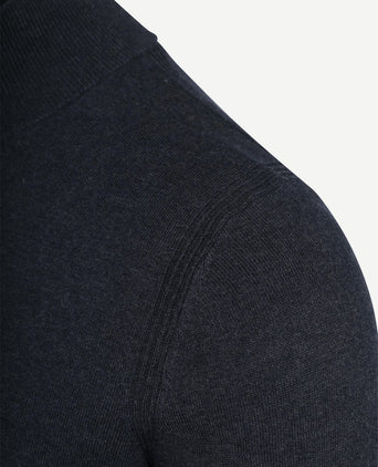 halve rits trui akar melange donkerblauw