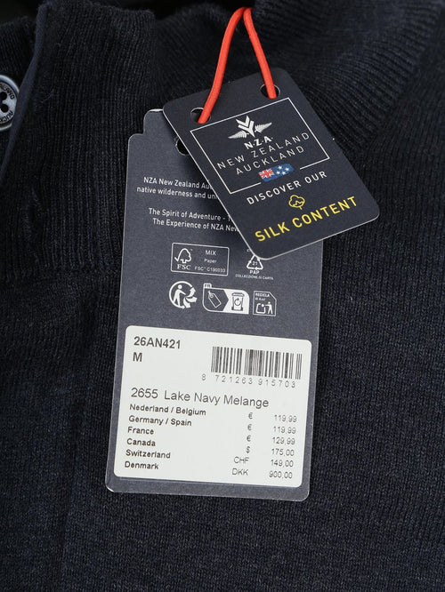 halve rits trui akar melange donkerblauw