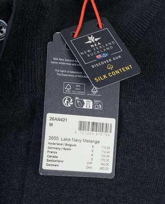 halve rits trui akar melange donkerblauw