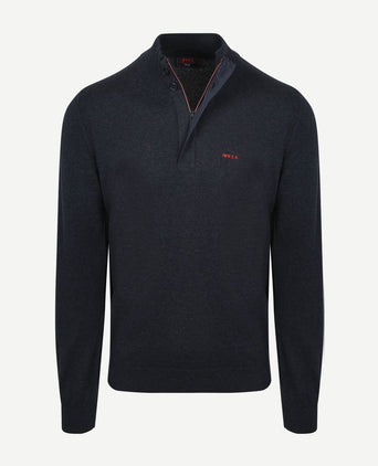 halve rits trui akar melange donkerblauw
