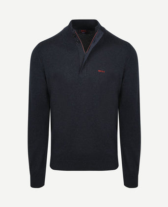 halve rits trui akar melange donkerblauw