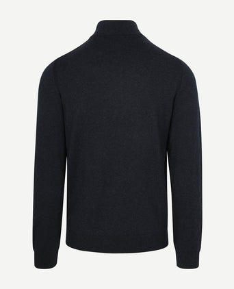 halve rits trui akar melange donkerblauw