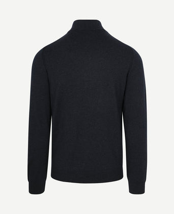halve rits trui akar melange donkerblauw