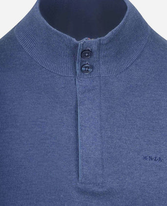 halve rits trui akar melange spring blue