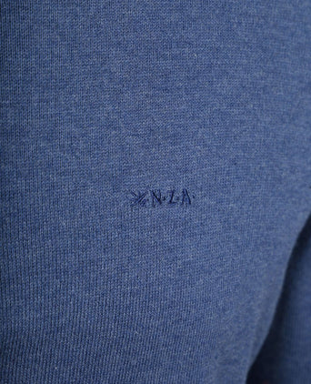 halve rits trui akar melange spring blue