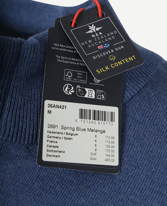 halve rits trui akar melange spring blue