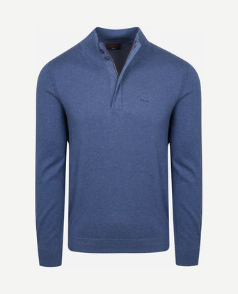 halve rits trui akar melange spring blue