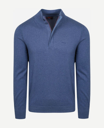 halve rits trui akar melange spring blue