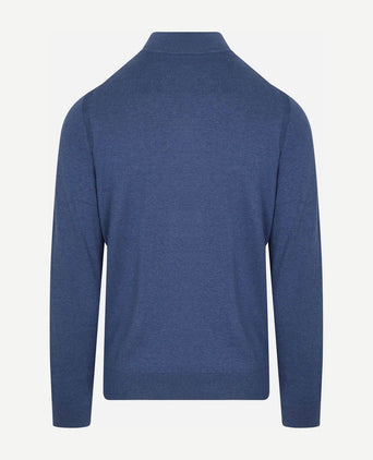 halve rits trui akar melange spring blue