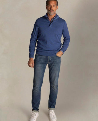 halve rits trui akar melange spring blue