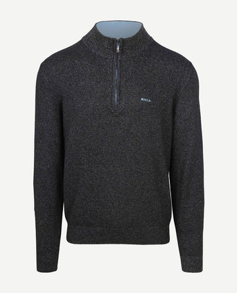 halve rits trui christopher melange donkerblauw