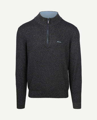 halve rits trui christopher melange donkerblauw