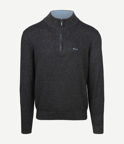 NZA halve rits trui christopher melange donkerblauw | Regular-fit