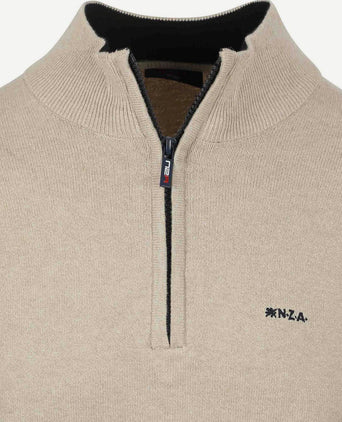 NZA halve rits trui christopher melange sand | Regular-fit