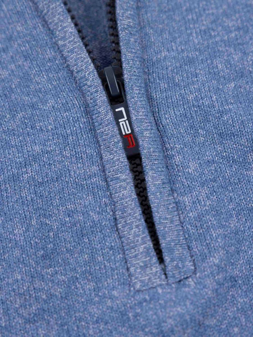 halve rits trui christopher melange soft blue