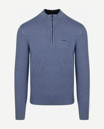 halve rits trui christopher melange soft blue