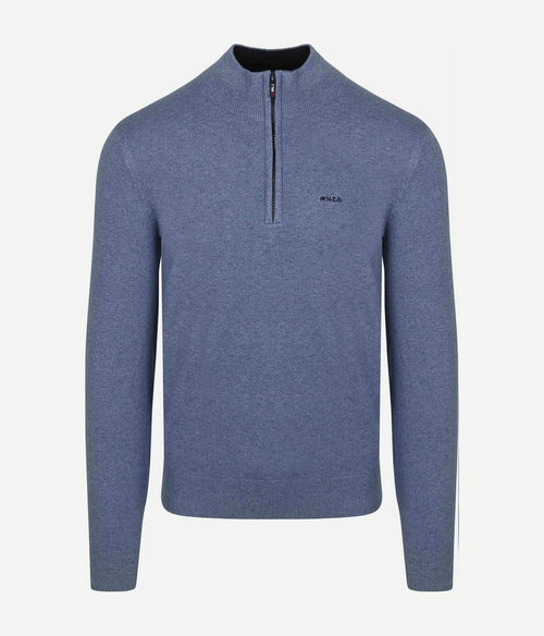 NZA halve rits trui christopher melange soft blue | Regular-fit