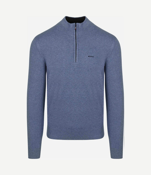 halve rits trui christopher melange soft blue