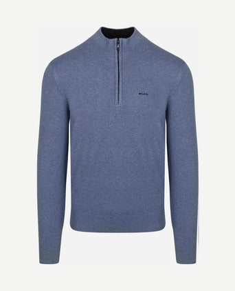 halve rits trui christopher melange soft blue