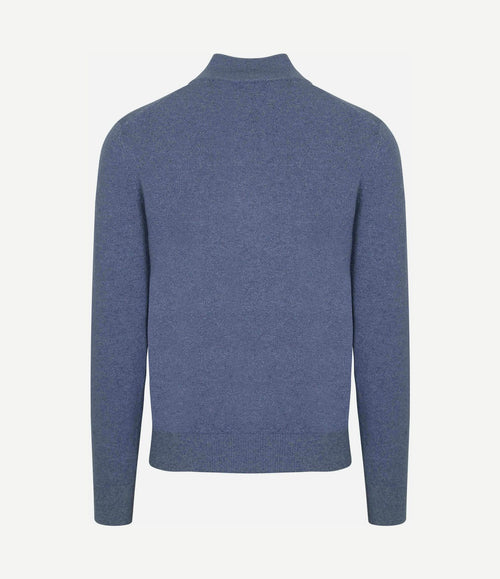 halve rits trui christopher melange soft blue