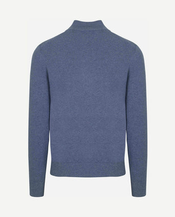 halve rits trui christopher melange soft blue