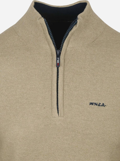 halve rits trui christopher melange warm beige