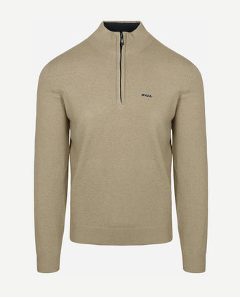 halve rits trui christopher melange warm beige