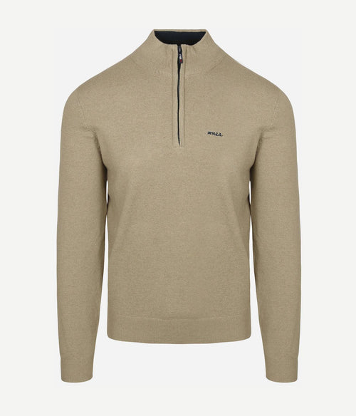 NZA halve rits trui christopher melange warm beige | Regular-fit