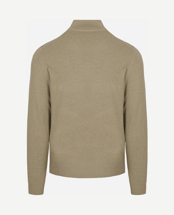 halve rits trui christopher melange warm beige