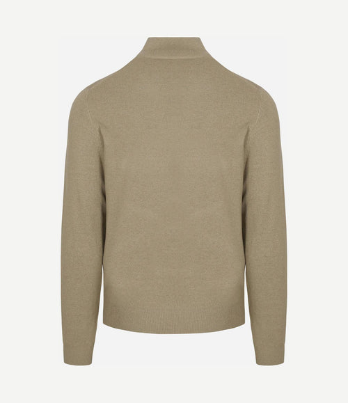halve rits trui christopher melange warm beige