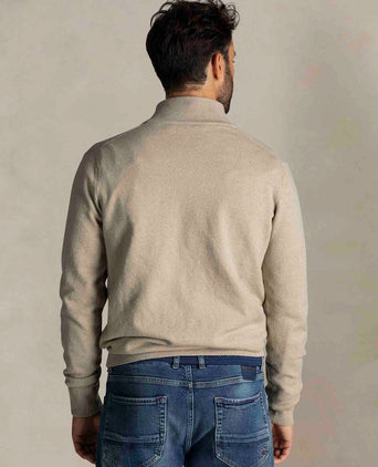 halve rits trui christopher melange warm beige