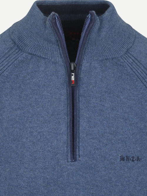 halve rits trui clive blauw