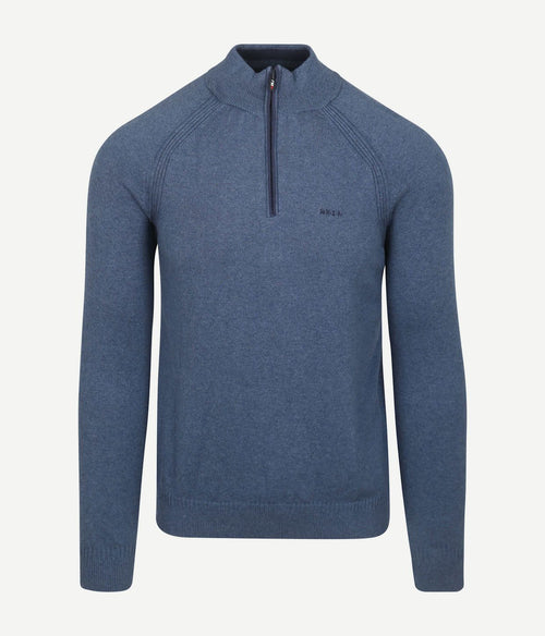 halve rits trui clive blauw