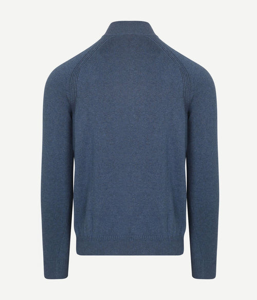 halve rits trui clive blauw