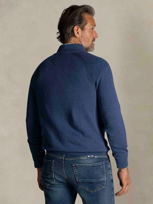 halve rits trui clive blauw