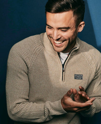 NZA halve rits trui drake ecru | Regular-fit