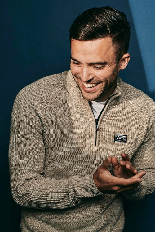 NZA halve rits trui drake ecru | Regular-fit