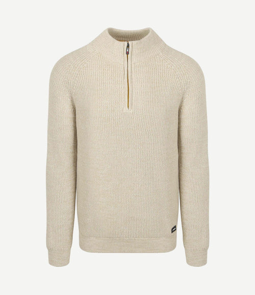 halve rits trui drake warm beige