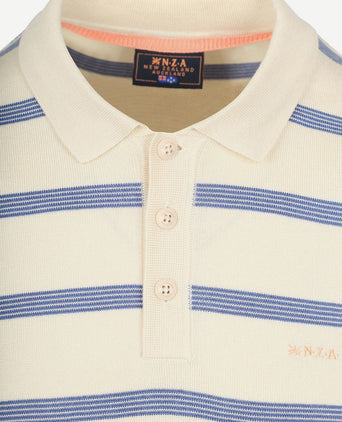 Knitted polo streep ecru