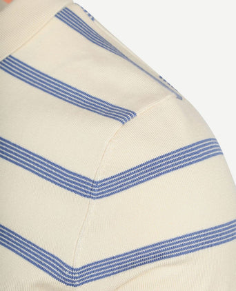 Knitted polo streep ecru