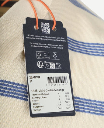 Knitted polo streep ecru
