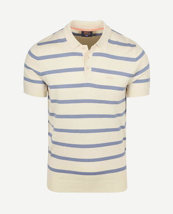 Knitted polo streep ecru